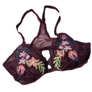 Topshop Embroidered Mesh Floral Racerback Bralette size 4